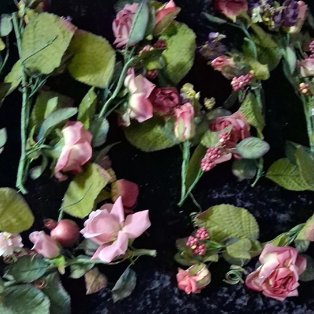 Lot of 12 Pink Rose Floral Garland Strands Faux Flower Wedding Decor 13.5